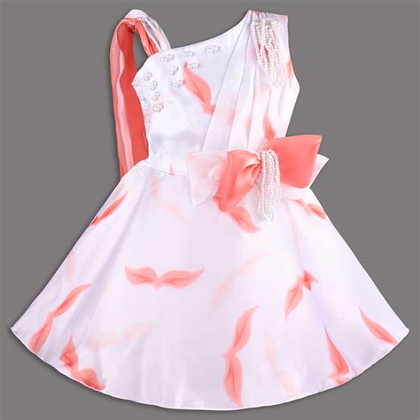 Elegant One-Shoulder Satin Party Dress for Girls | Floral Pattern with ...