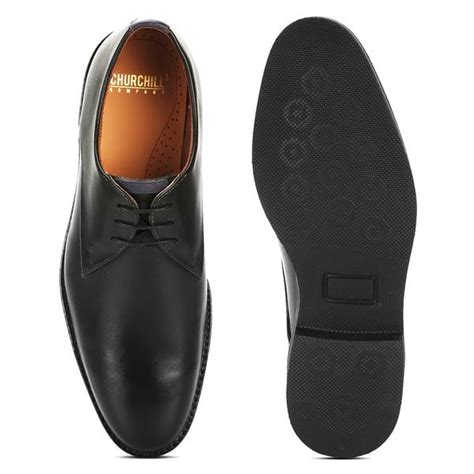 Mens Leather Black Formal Plain Toe Derby Shoes - 30% Off | Churchill ...