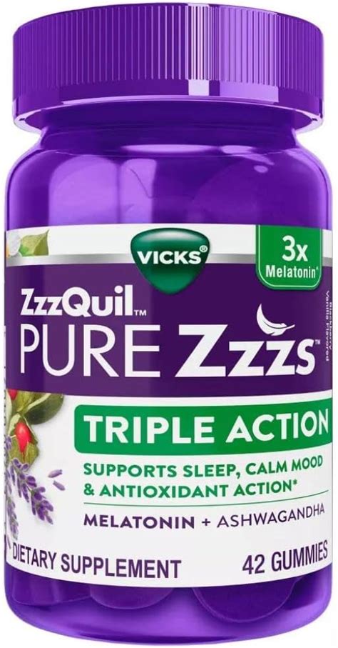 Buy ZzzQuil Pure Zzzs Triple Action Gummy Melatonin Sleep Supplement 42 ...