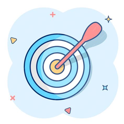 Vektor-Cartoon-Ziel-Ziel-Symbol im Comic-Stil Dart-Spiel-Illustration ...