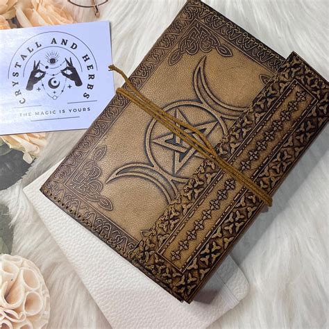 Triple Moon Goddess Writing Handmade Journal by Crystall and Herbs
