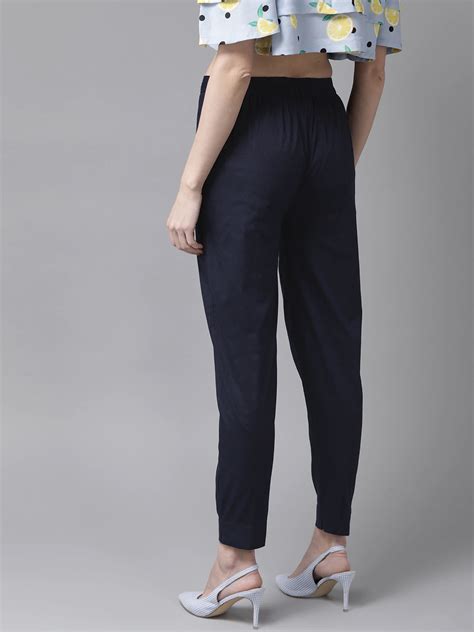 Navy Blue Slim Fit Trousers – Ginni Arora Label