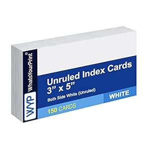 WhatsYourPrint Premium Index Blank (Unruled) Cards -3X5 inch, 150 cards ...