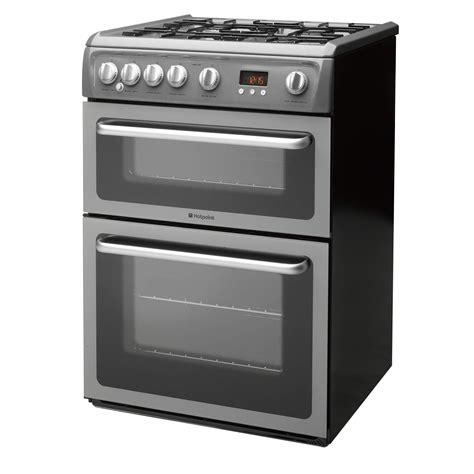 Hotpoint HAG60G 60cm Double Oven Gas Cooker - Graphite | Appliances Direct