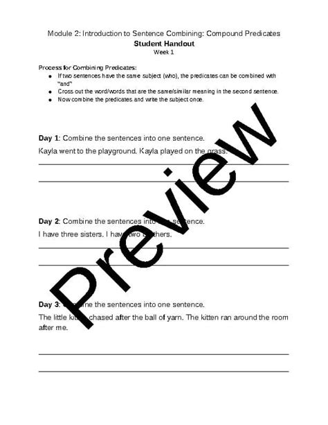 Image result for Combining Sentences Compound Predicate