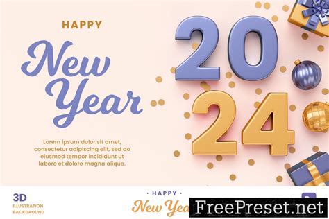 Happy New Year 2024 Card Background P3XWC79