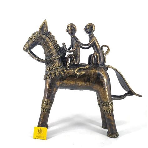 Brass Metal Horse Figurine with Tribal Monkey Riders – Shambhavi Creations