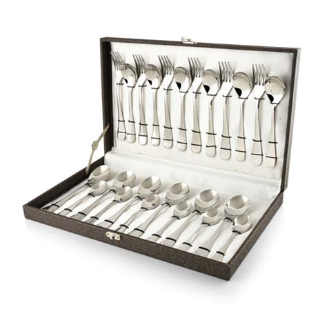 FnS Victoria Stainless Steel 24 Pcs Cutlery Set with Leatherette Box