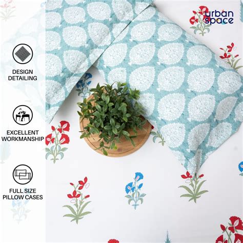 Urban Space 200 TC 100% Combed Cotton Double Bedsheet with 2 Pillow ...