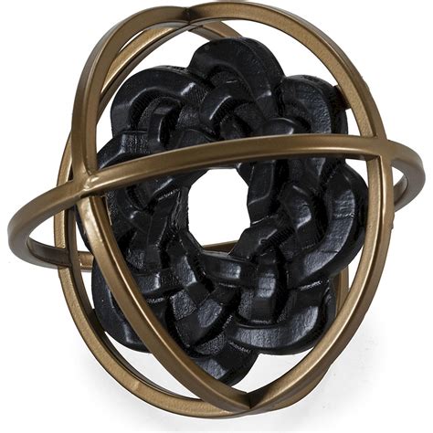 Sculpture abstraite élégante en métal doré 17 x 17 x 17 cm Noir intense ...