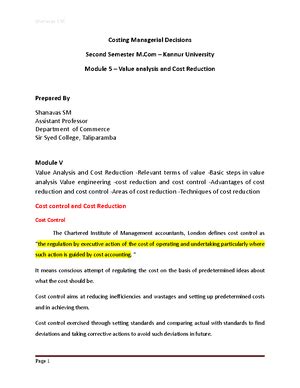 Se9 - Cost accounting notes based on kanñur University syllabus - Studocu