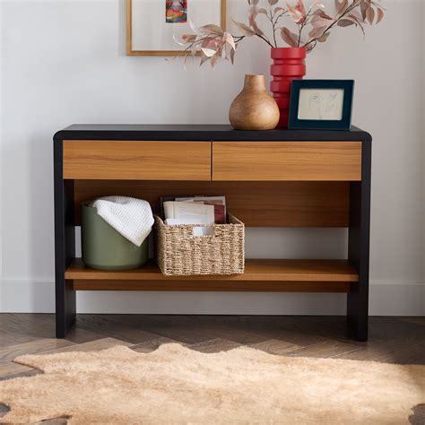 Mayview Gatsby Rounded Corner Entry Table, Black & Oak - Walmart.com