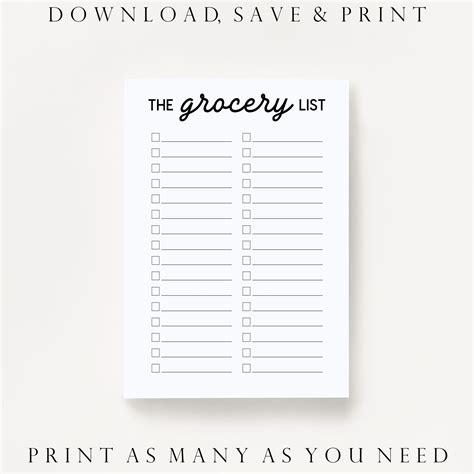Grocery List Printable. Shopping Checklist. Funny Grocery List. Food ...