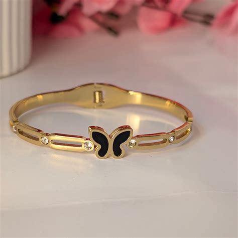 Elegant Gold-Plated Butterfly Bangle – Stylish Women’s Bracelet – Priya ...