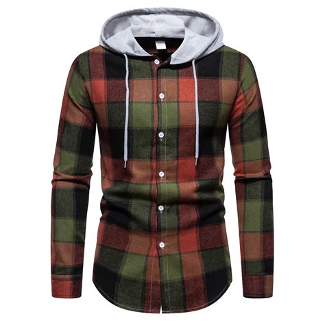 Blueek Men's Plaid Shirts Long Sleeve Pullover Top Patchwork Button ...