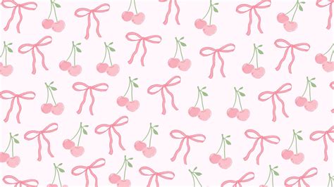 Cherries and Bows Laptop Wallpaper