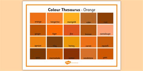 Words for Orange | Colour Thesaurus Word Mat Orange