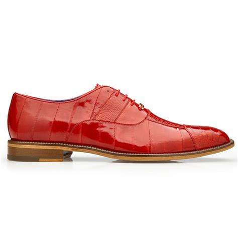 Men's Belvedere Mare Ostrich Leg & Eel Skin Dress Shoe in Red ...