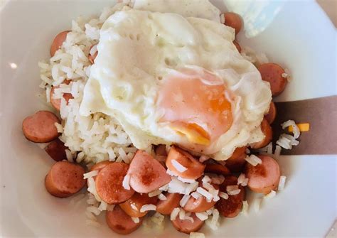 Arroz salteado con salchichas y huevo frito Receta de marina- Cookpad
