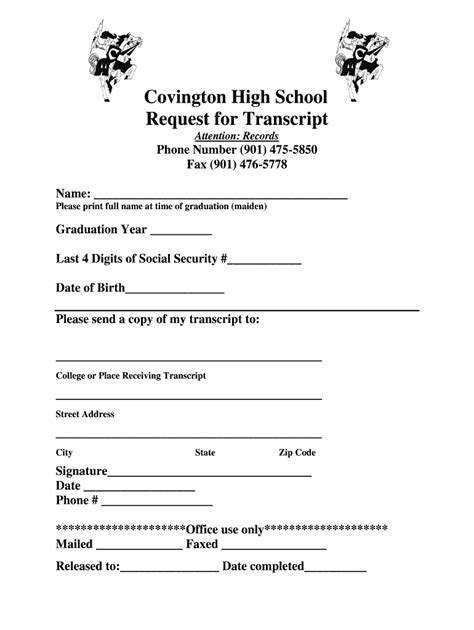 TN Covington High School Request for Transcript Form - Fill Online ...