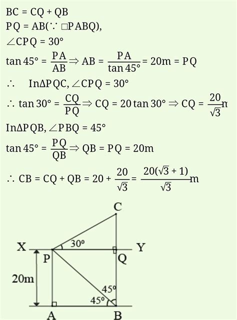 From the top of a pillar of height 20 m,the angles of elevation and ...