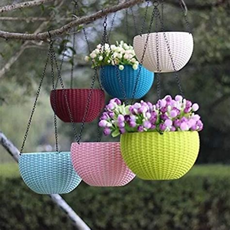 SWASTIK Hanging Plastic Flower Pot and Flower Pot with Chain Plant ...