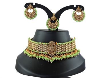 VATSALYA creation Alloy Gold-plated Green Jewellery Set Price in India ...