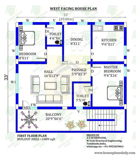 24x40 North facing Home Plan with Vastu | Houseplans.world