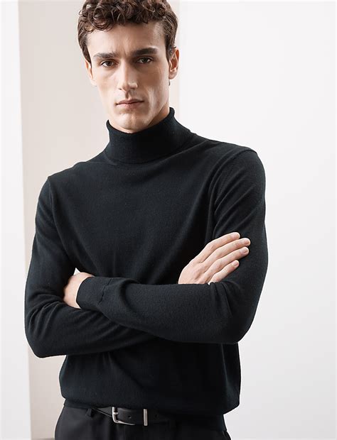 Buy Pure Extra Fine Merino Wool Roll Neck Jumper at Marks & Spencer