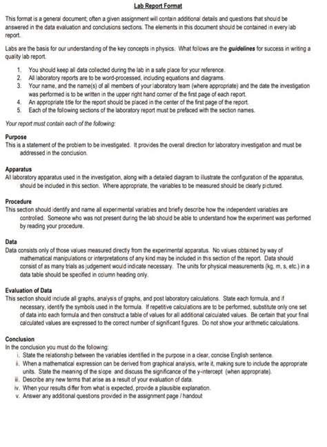 Image result for Basic Lab Report Format