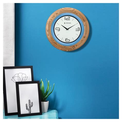 Buy Online Titan Wooden Brown Wall Clock with Glass Dial - 31.8 cm x 31 ...