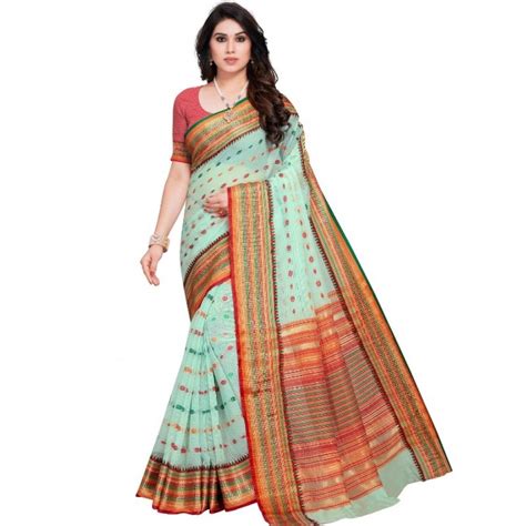 Pretty Kota Doria Cotton Woven Butta Saree With Blouse piece – Jagstore.in