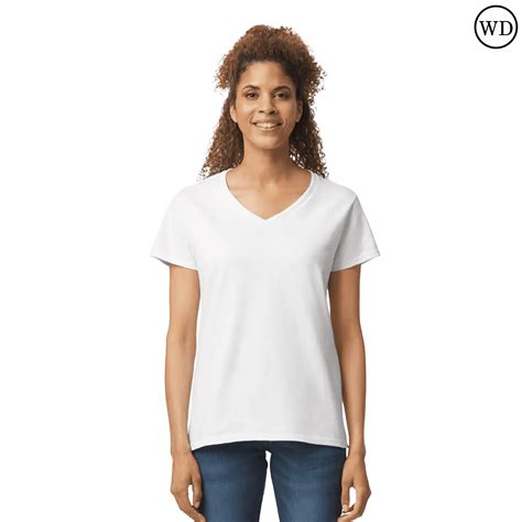 Gildan Heavy Cotton Women’s V-Neck T-Shirt, 100% Cotton, Soft & Durable ...