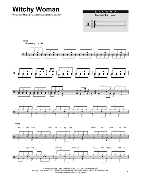 Witchy Woman by Eagles Sheet Music for Drums Transcription at Sheet ...