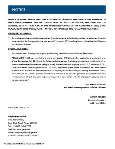 Financials: Gera Developments Private Limited