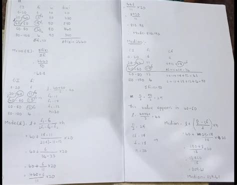 find the mean, median and mode for following data C-I 0-20 20-40 40-60 ...