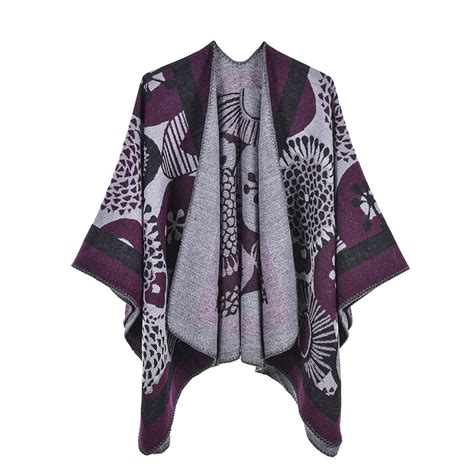Layfuz Shawl Wraps for Women Vintage Pattern Open Front Poncho Cape ...