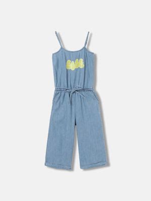 Buy ELLE Girls Blue Solid Regular Fit Sleeveless Jumpsuit Online