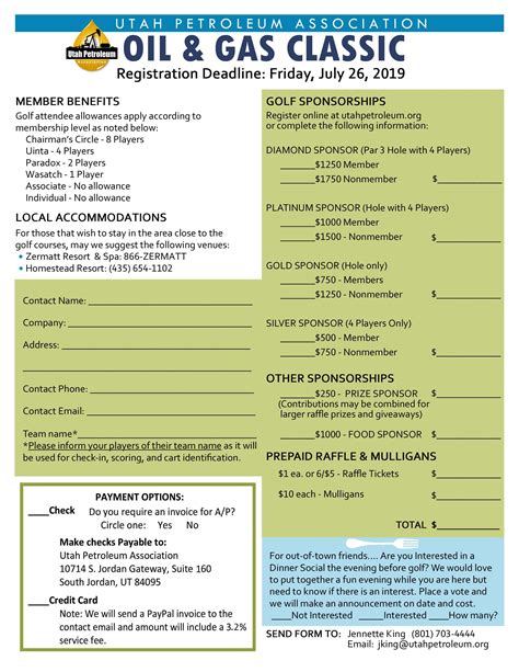 2019 Registration Form – UTAH PETROLEUM ASSOCIATION