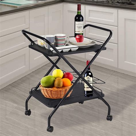 LINGJIA 2 Tier Rolling Cart Utility, Metal Bar India | Ubuy