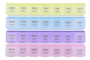 Slings 7 Day Pill Box with Tray, Medication Organiser Planner Medical ...