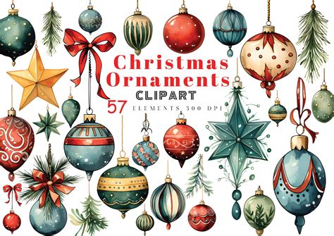 Vintage Christmas Ornaments Clip Art