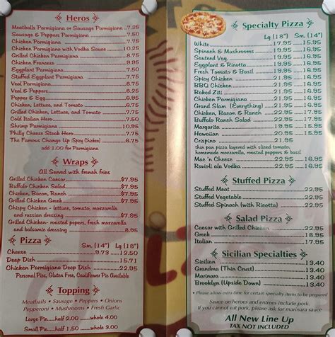 shortstop pizza menu in Kings Park, New York, USA
