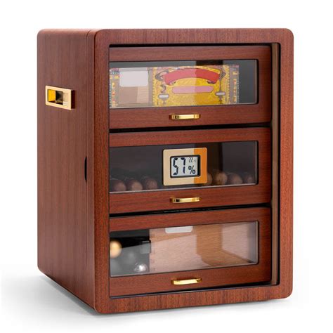 Buy CIGARLOONG Cigar Humidor Cedar Wood 3 Drawers with Digital ...
