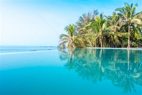 游泳池和令人叹为观止的棕榈树美丽的景色放松海南旅游图片下载 - 觅知网