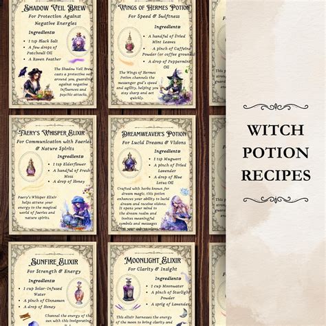 Witch Potion Recipes, Witch's Brew Potions, Potion Recipe Cards ...
