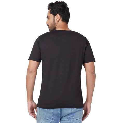 Park Avenue Men Black Print Slim Fit Cotton Blend Fold Neck T-Shirt ...
