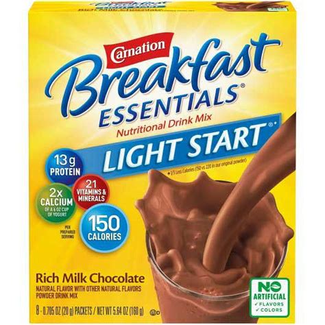 Carnation Instant Breakfast Essentials, Light Start, Chocolate, Pack of ...