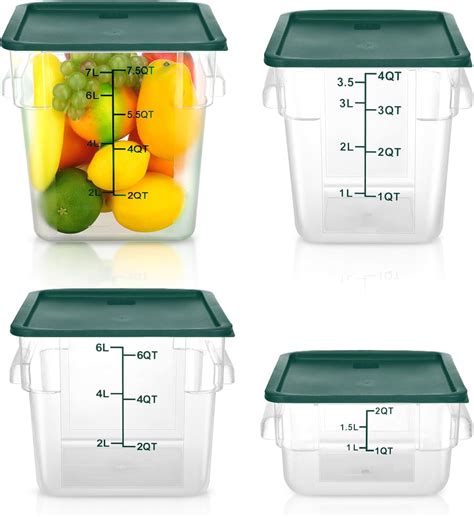 Amazon.com: Kigley 4 Pcs Food Storage Containers with Lids Set 2 Qt 4 ...