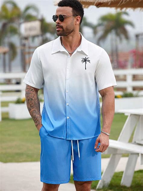 Manfinity RSRT 2 peças/conjunto plus size masculino férias palmeira ...